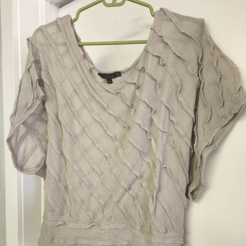 Short Sleeve Dolman Top with Stripe Detailing